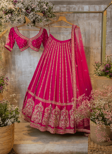 Wedding Special Two Tone Georgette Pink Bridal Lehenga Choli